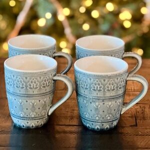 Euro Ceramica Fez Blue 8 oz Coffee Cups ( Set of 4)